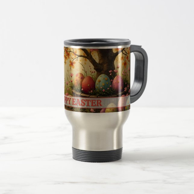 Spring Blossom Magic with Easter Egg Splendor Travel Mug (Front Right)