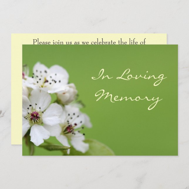 Spring Blossom Memorial Service Funeral Invitation (Front/Back)
