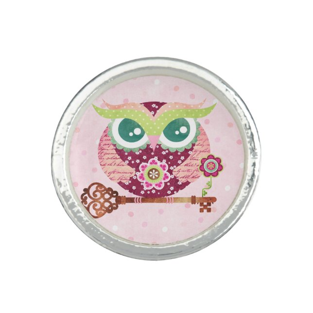Spring Blossom Owl Ring (Front)