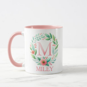 Spring Blossom Personalized letter M - Custom Name Mug