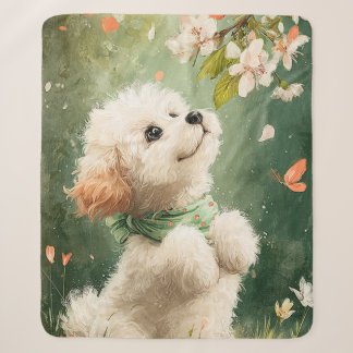 Spring Blossom Puppy Watercolor Blanket