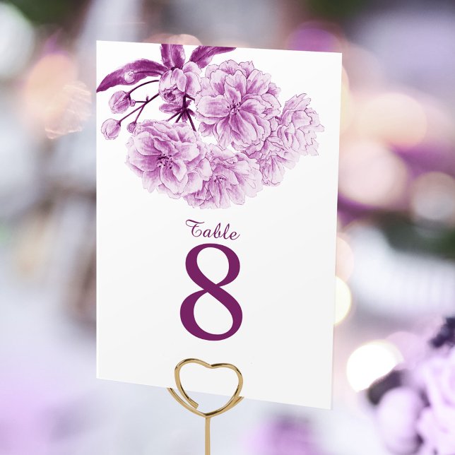 Spring blossom purple mauve wedding table numbers (Creator Uploaded)
