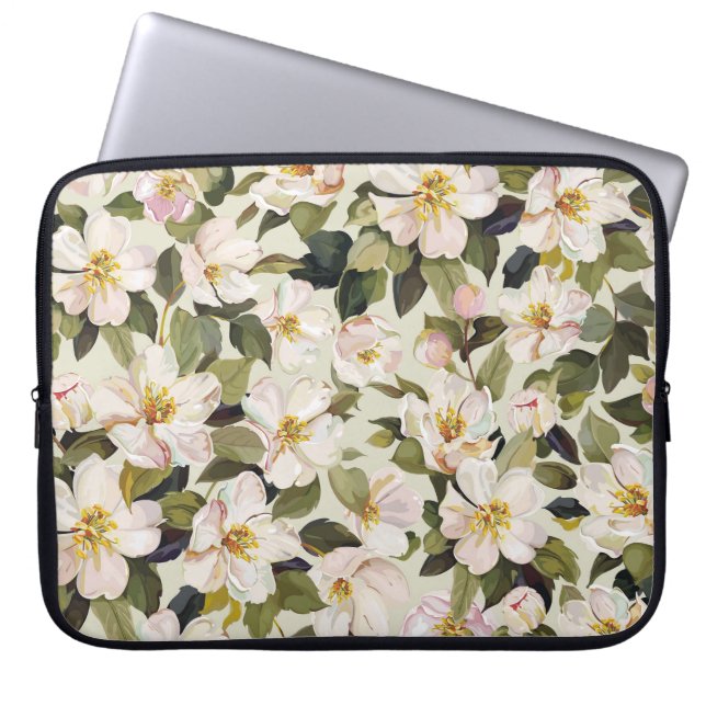 Spring Blossom Tree Branches Pattern Laptop Sleeve (Front)