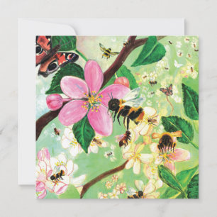 Spring Blossoming Fruit Tree with Bees