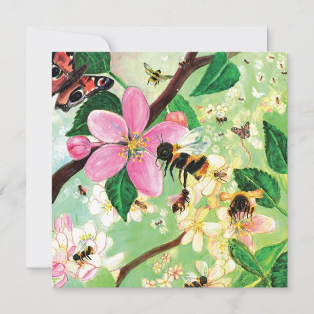Spring Blossoming Fruit Tree with Bees (Front)