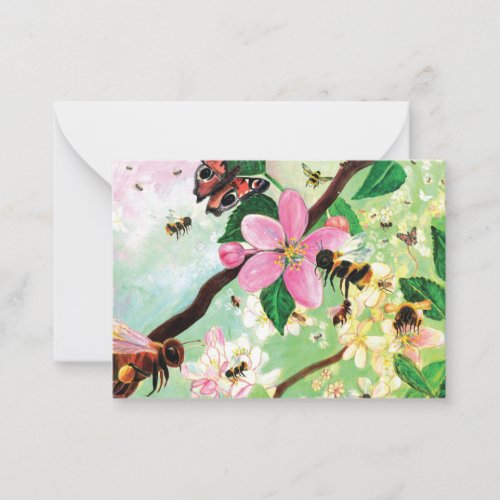 Spring Blossoming Fruit Tree with Bees Note Card
