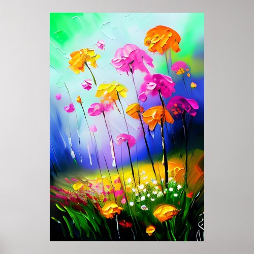 Spring Blossoms A Colorful Floral Design Poster