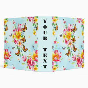 Spring Blossoms and Butterflies 3 Ring Binder