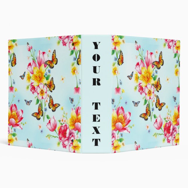 Spring Blossoms and Butterflies 3 Ring Binder (Background)