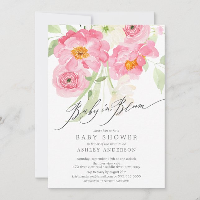 Spring Blossoms Baby In Bloom Invitation (Front)