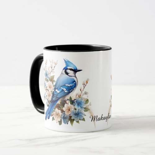 Spring Blossoms Blue Jay Bird Mug