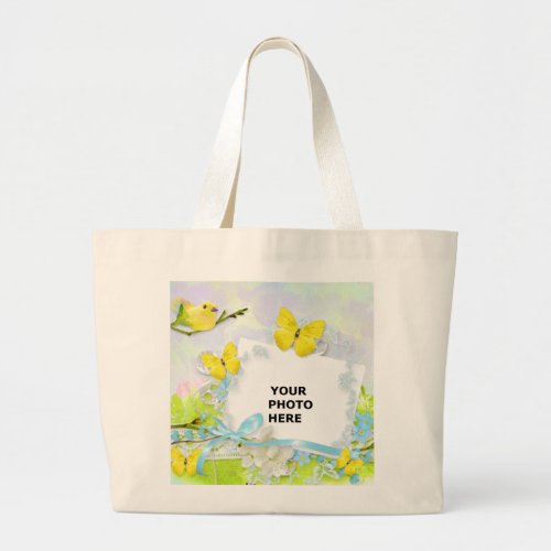 Spring Blossoms  Butterflies Photo Large Tote Bag