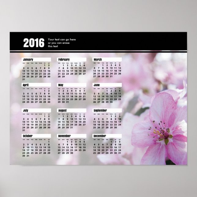 Spring Blossoms Calendar 2016 Poster (Front)