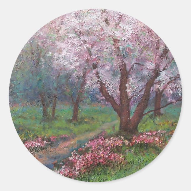 Spring Blossoms Classic Round Sticker (Front)