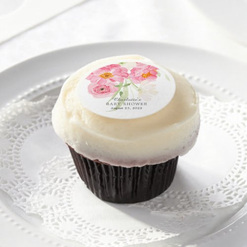 Spring Blossoms Floral Baby Shower  Edible Frosting Rounds