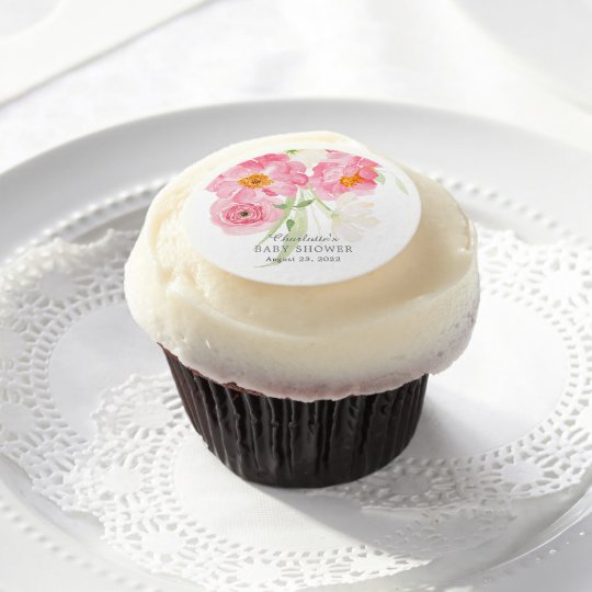 Spring Blossoms Floral Baby Shower Edible Frosting Rounds