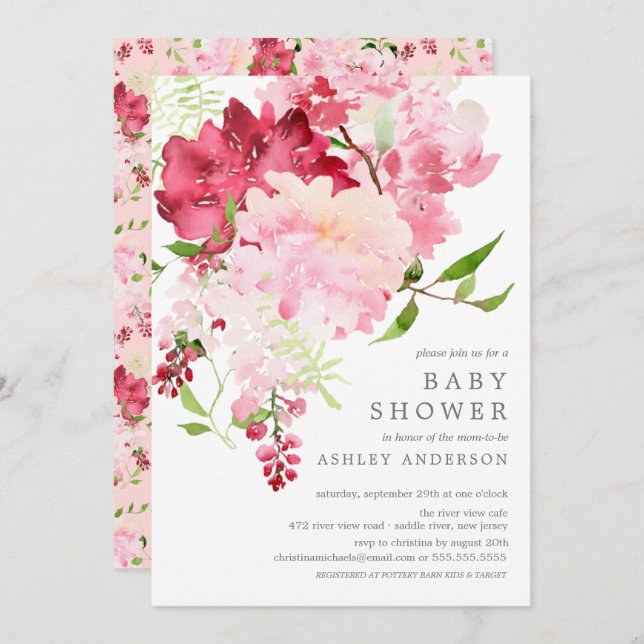 Spring Blossoms Floral Baby Shower Invitation (Front/Back)