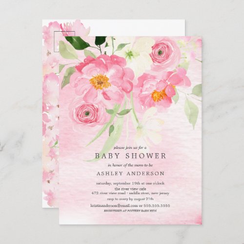 Spring Blossoms Floral Baby Shower Invitation Postcard