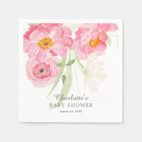 Spring Blossoms Floral Baby Shower Napkins