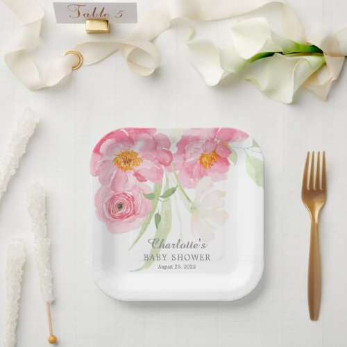 Spring Blossoms Floral Baby Shower Paper Plates
