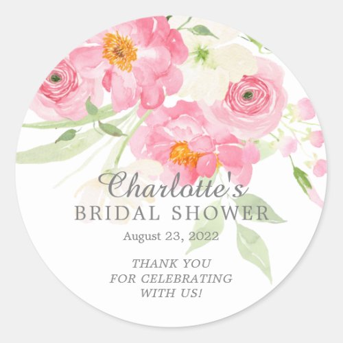 Spring Blossoms Floral Bridal Shower Classic Round Sticker