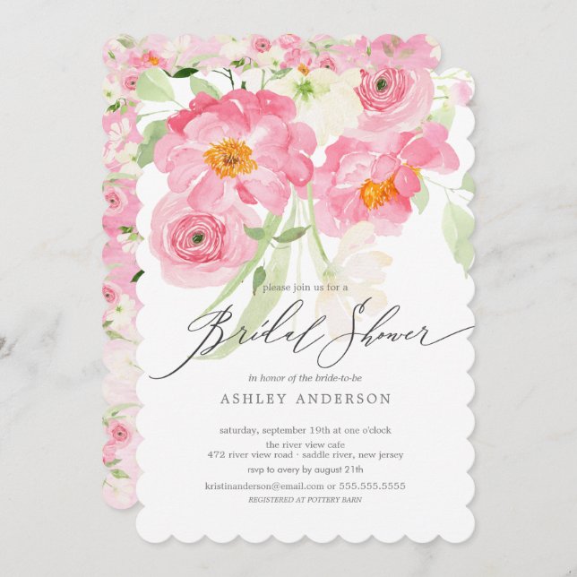 Spring Blossoms Floral Bridal Shower Invitation (Front/Back)