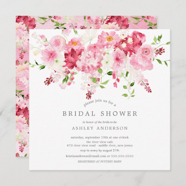 Spring Blossoms Floral Bridal Shower Invitation (Front/Back)