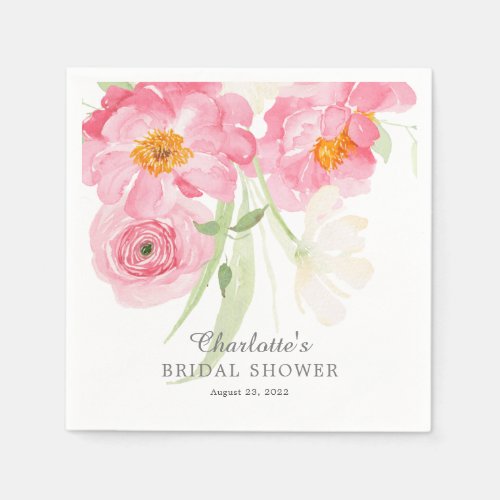 Spring Blossoms Floral Bridal Shower Napkins