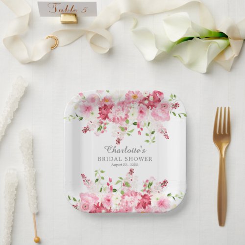 Spring Blossoms Floral Bridal Shower Paper Plates