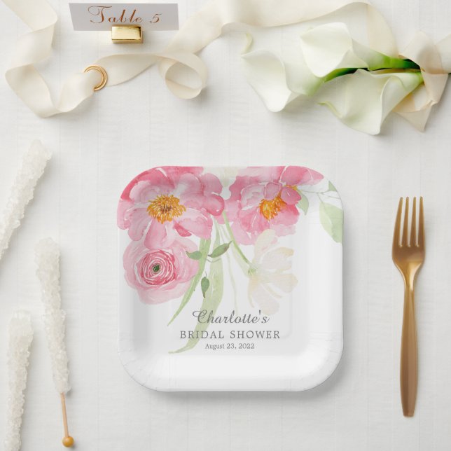 Spring Blossoms Floral Bridal Shower Paper Plates (Wedding)
