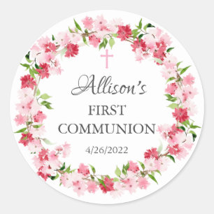 Spring Blossoms Floral Communion Classic Round Sticker