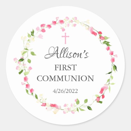 Spring Blossoms Floral Communion Classic Round Sticker