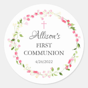 Spring Blossoms Floral Communion Classic Round Sticker