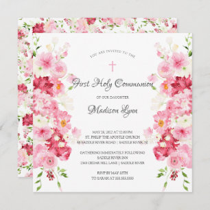Spring Blossoms Floral Communion Invitation