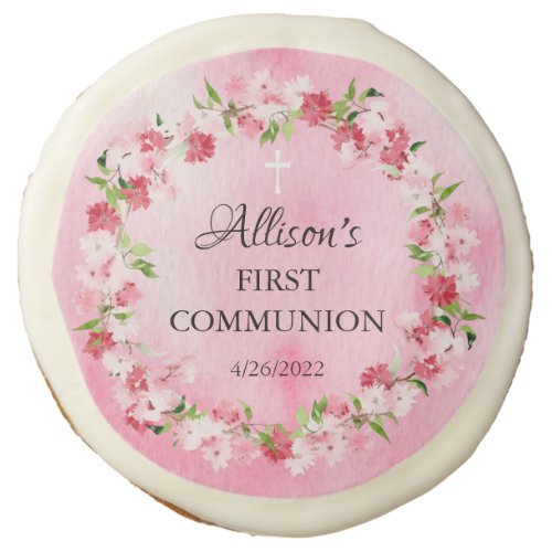 Spring Blossoms Floral Communion Sugar Cookie