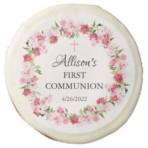 Spring Blossoms Floral Communion Sugar Cookie