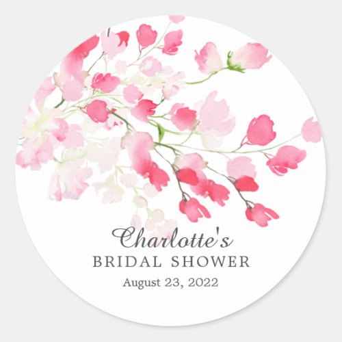 Spring Blossoms Floral Floral Bridal Shower Classic Round Sticker