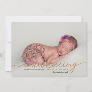 Spring Blossoms Floral Full Photo Gold Birth Announcement