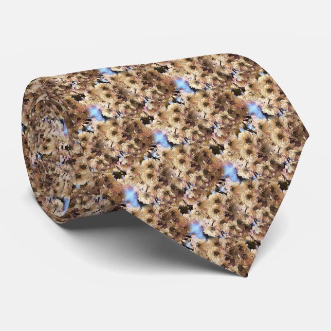 Spring Blossoms Flower Art Nature Pattern Neck Tie (Rolled)