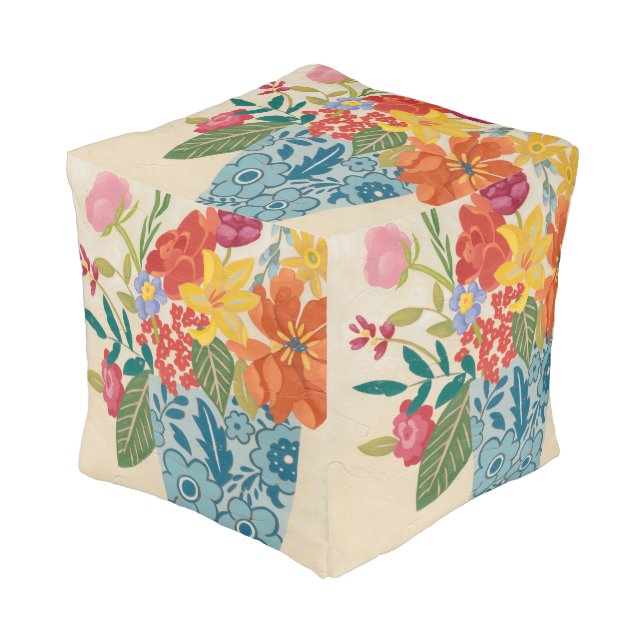 Spring Blossoms I Pouf (Angled Front)