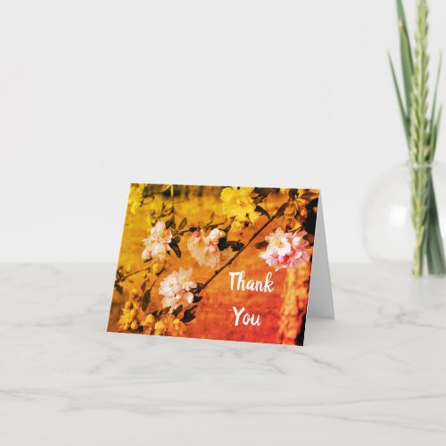 Spring Blossoms In Sepia Thank You Card