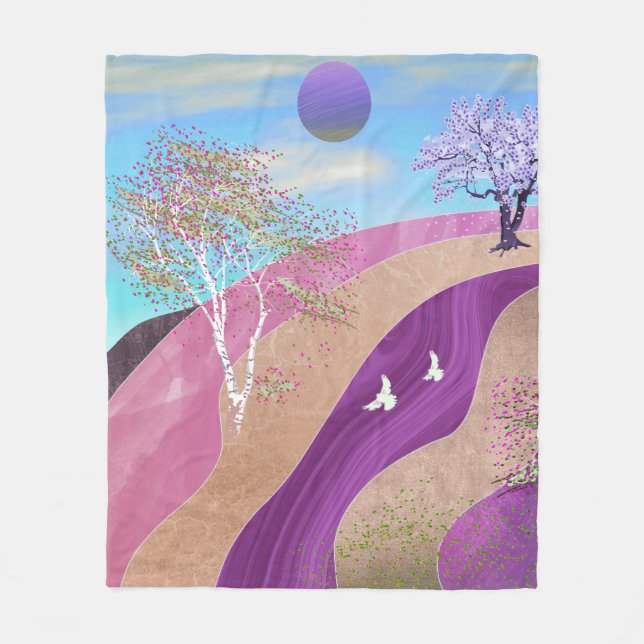 Spring Blossoms Landscape Fleece Blanket (Front)