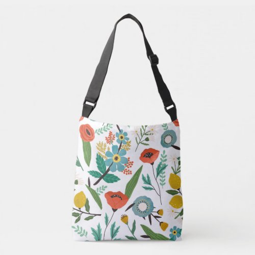 Spring Blossoms Seamless Floral Pattern Crossbody Bag