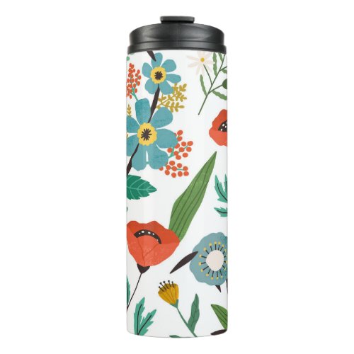 Spring Blossoms Seamless Floral Pattern Thermal Tumbler