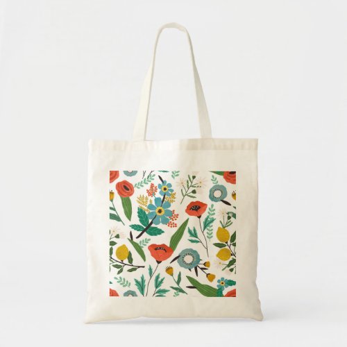 Spring Blossoms Seamless Floral Pattern Tote Bag