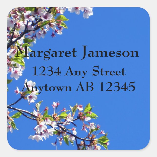 Spring Blossoms Sky Wedding Return Address Label (Front)