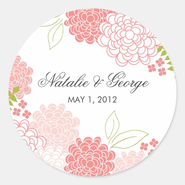 Spring Blossoms Wedding Favor Sticker (Front)