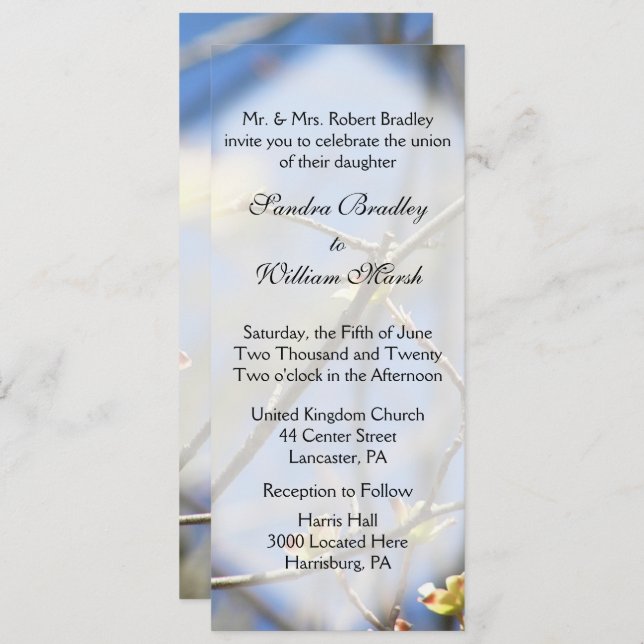 Spring Blossoms Wedding Invitation (Front/Back)