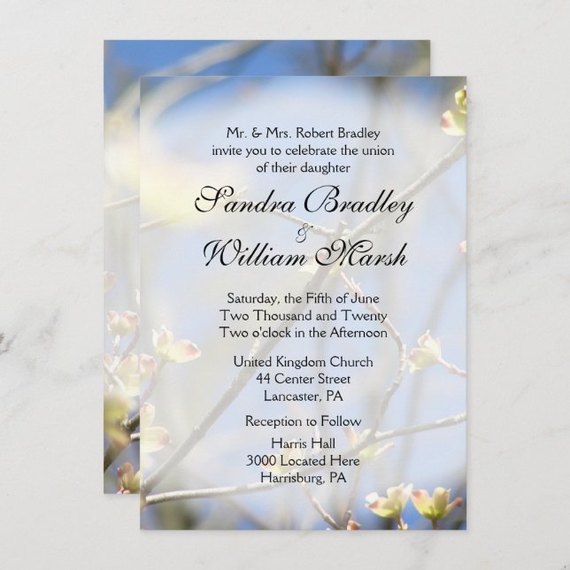 Spring Blossoms Wedding Invitation (Front/Back)