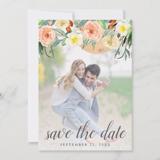 Spring Blossoms Wedding Photo Save The Date (Front)